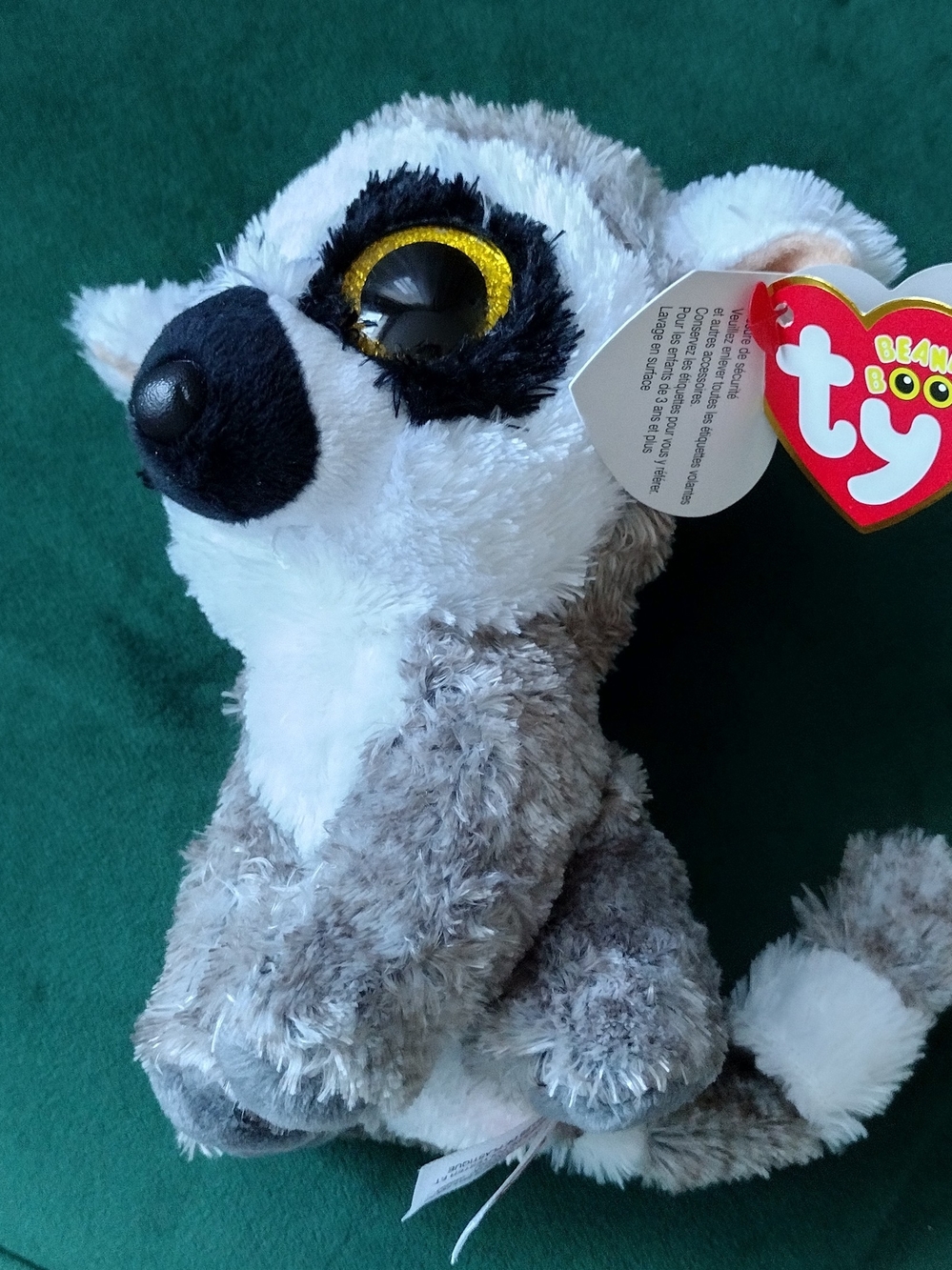 Ty Linus the Lemur 6-inch stuffed animal with Gold Glitter Eyes